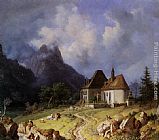 Das Kirchlein von Hinterriss by Heinrich Burkel